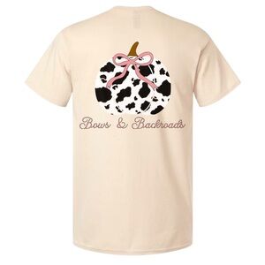 Bows & Backroads Graphic Tee | Cow Print Pumpkin with Bow